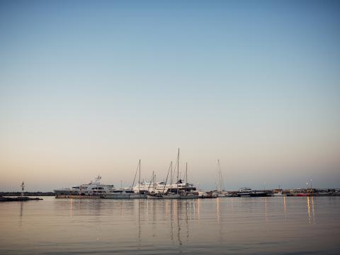 Yachts Boats Sea Water Twilight